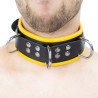 The Red Collier en cuir - 3 anneaux D - Noir/ Jaune